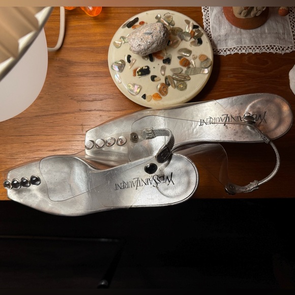Yves Saint Laurent Cinderella clear heels rhinestones slingback 9 8.5 YSL - Picture 6 of 15